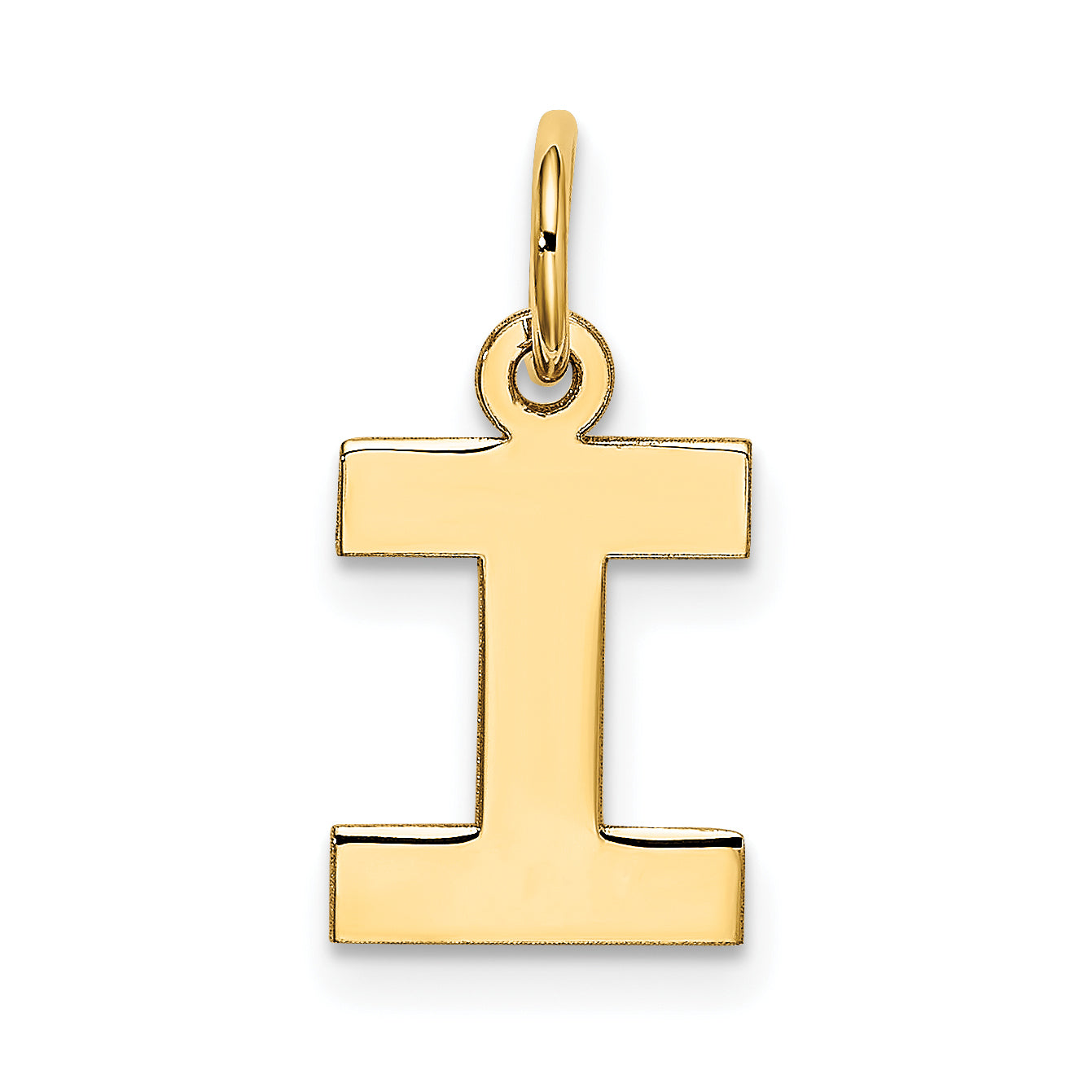 10K Yellow Gold Small Block Initial I Charm