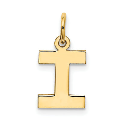 10K Yellow Gold Small Block Initial I Charm