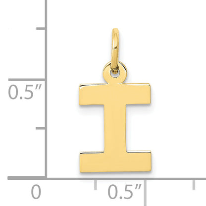 10K Yellow Gold Small Block Initial I Charm