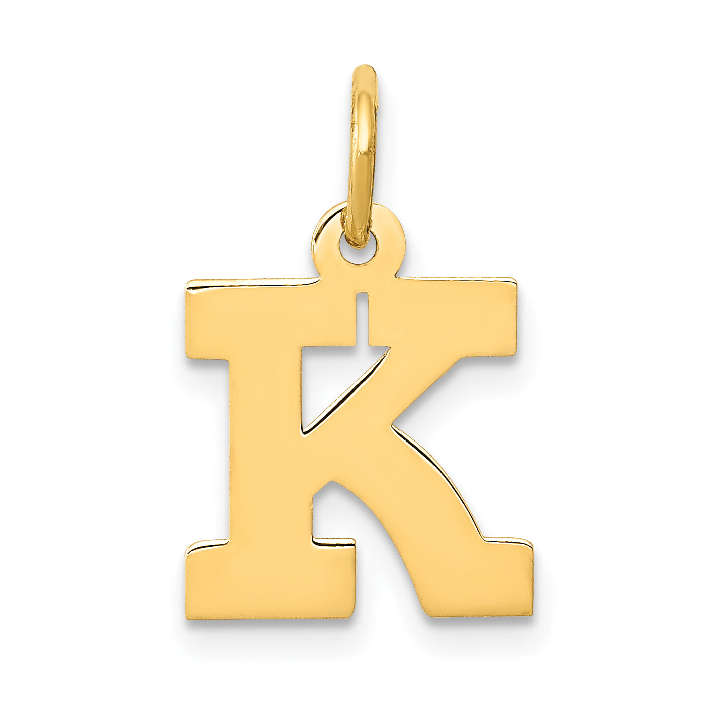 10K Yellow Gold Small Block Initial K Charm