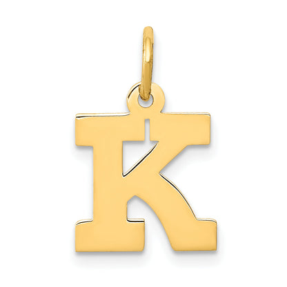 10K Yellow Gold Small Block Initial K Charm