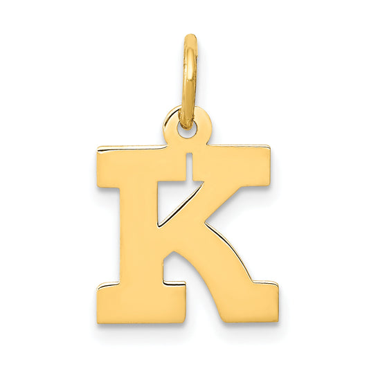 10K Yellow Gold Small Block Initial K Charm