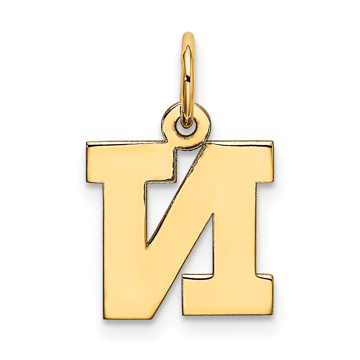 10K Yellow Gold Small Block Initial N Charm