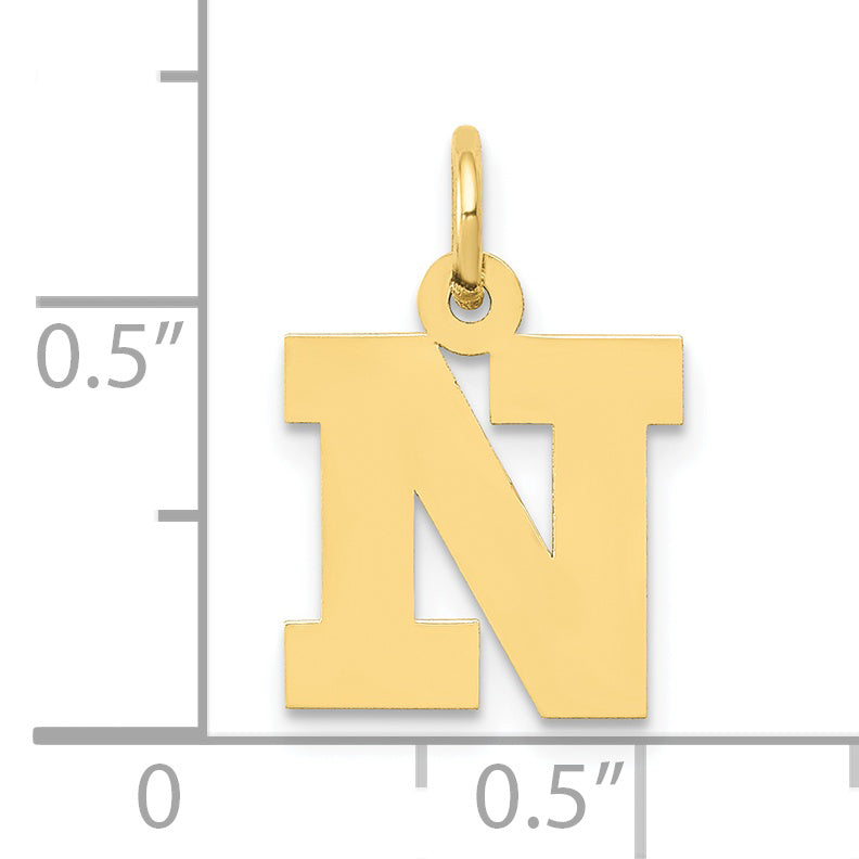 10K Yellow Gold Small Block Initial N Charm
