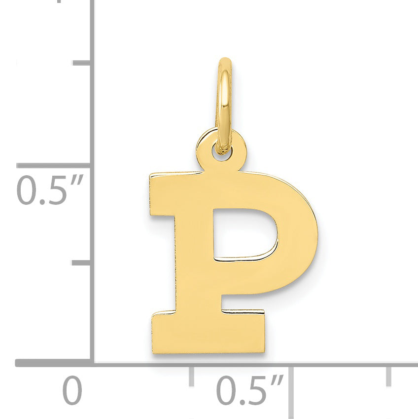 10K Yellow Gold Small Block Initial P Charm