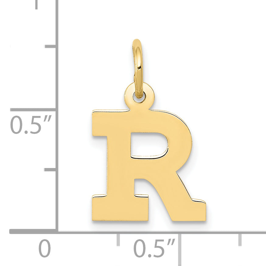 10K Yellow Gold Small Block Initial R Charm