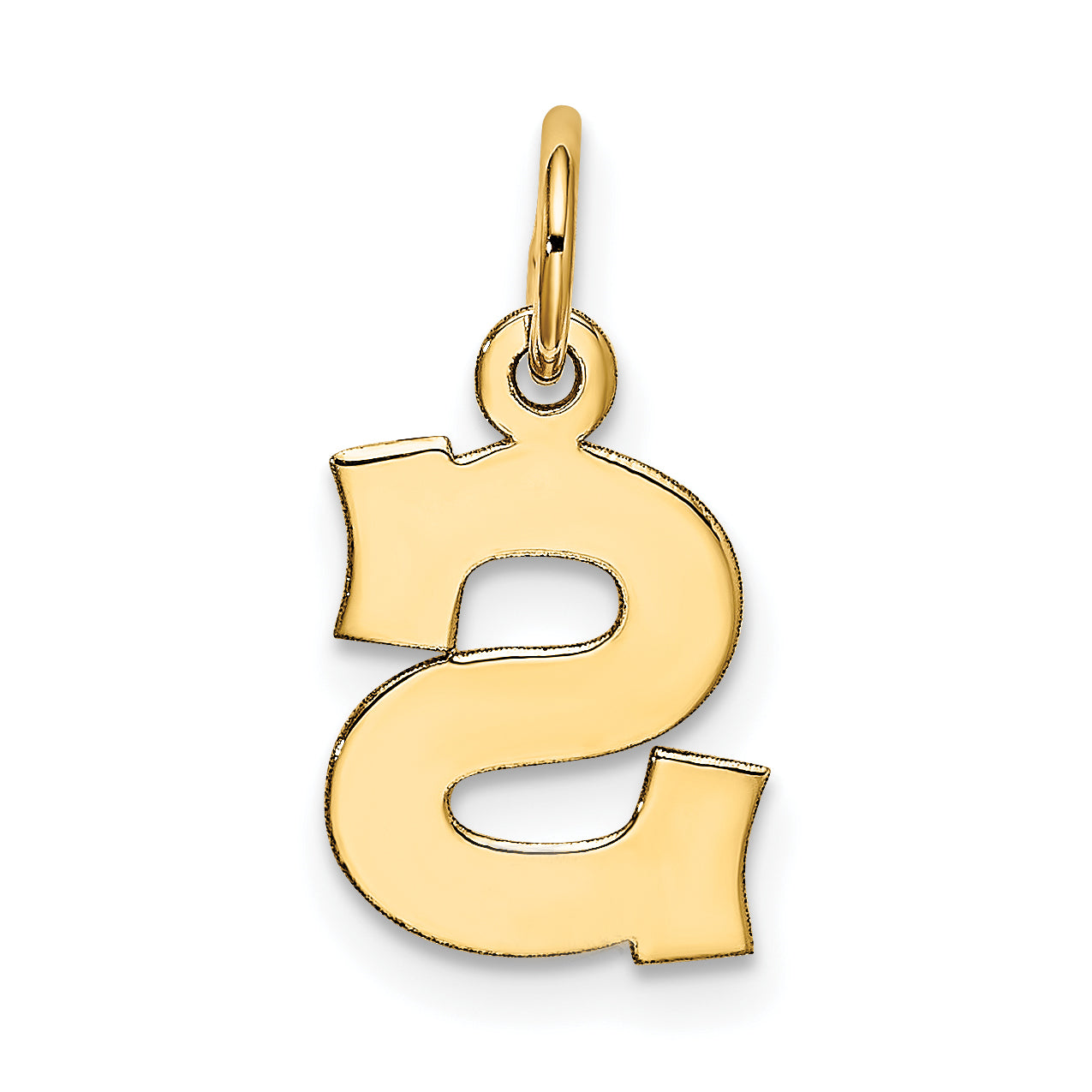 10K Yellow Gold Small Block Initial S Charm