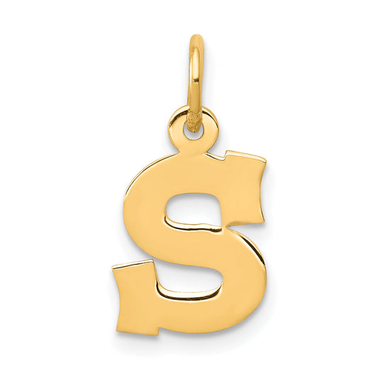 10K Yellow Gold Small Block Initial S Charm