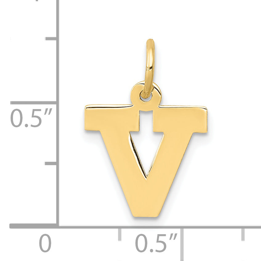 10K Yellow Gold Small Block Initial V Charm