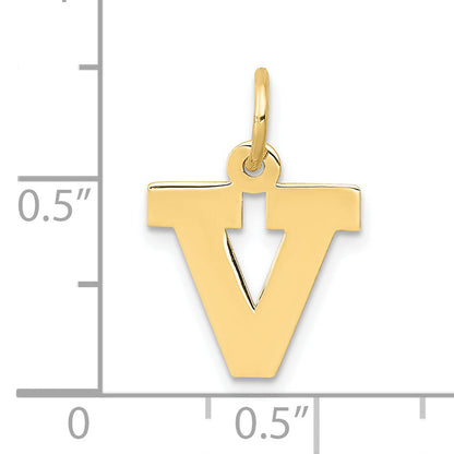 10K Yellow Gold Small Block Initial V Charm