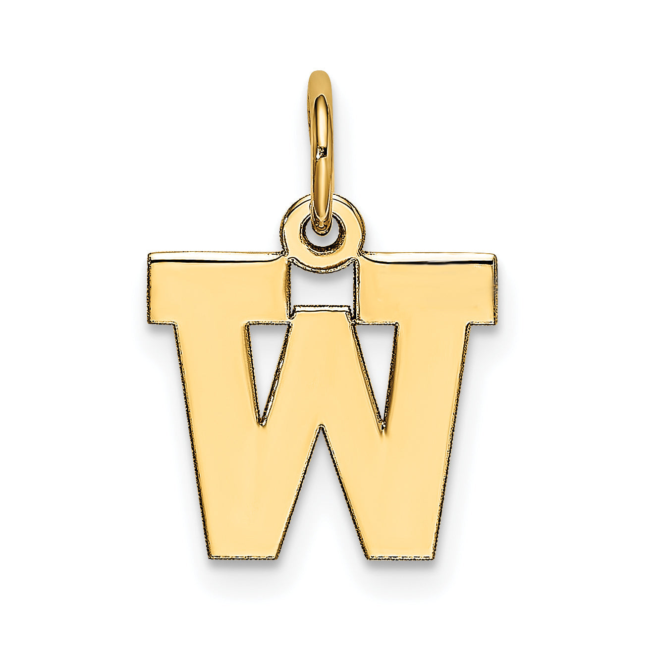 10K Yellow Gold Small Block Initial W Charm