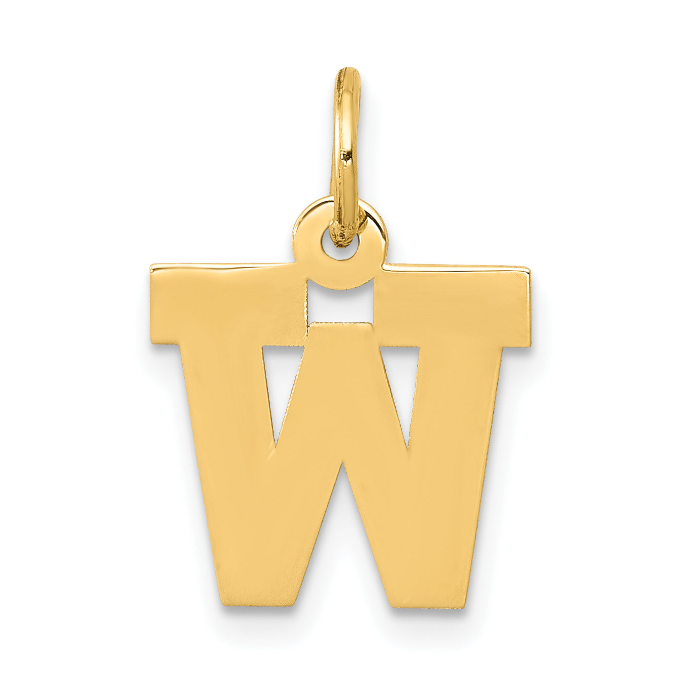 10K Yellow Gold Small Block Initial W Charm
