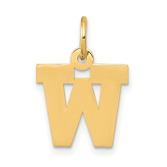 10K Yellow Gold Small Block Initial W Charm