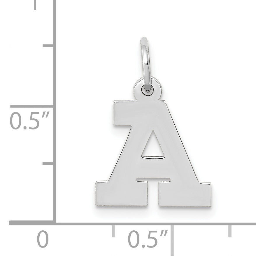 10K White Gold Small Block Initial A Charm