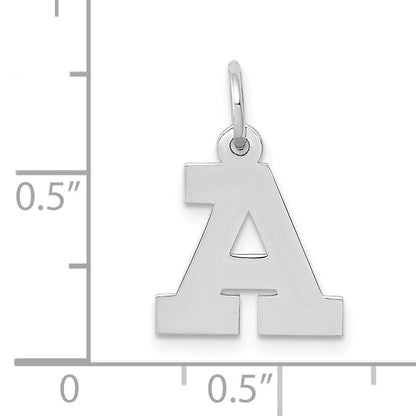 10K White Gold Small Block Initial A Charm