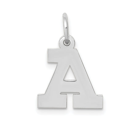 10K White Gold Small Block Initial A Charm