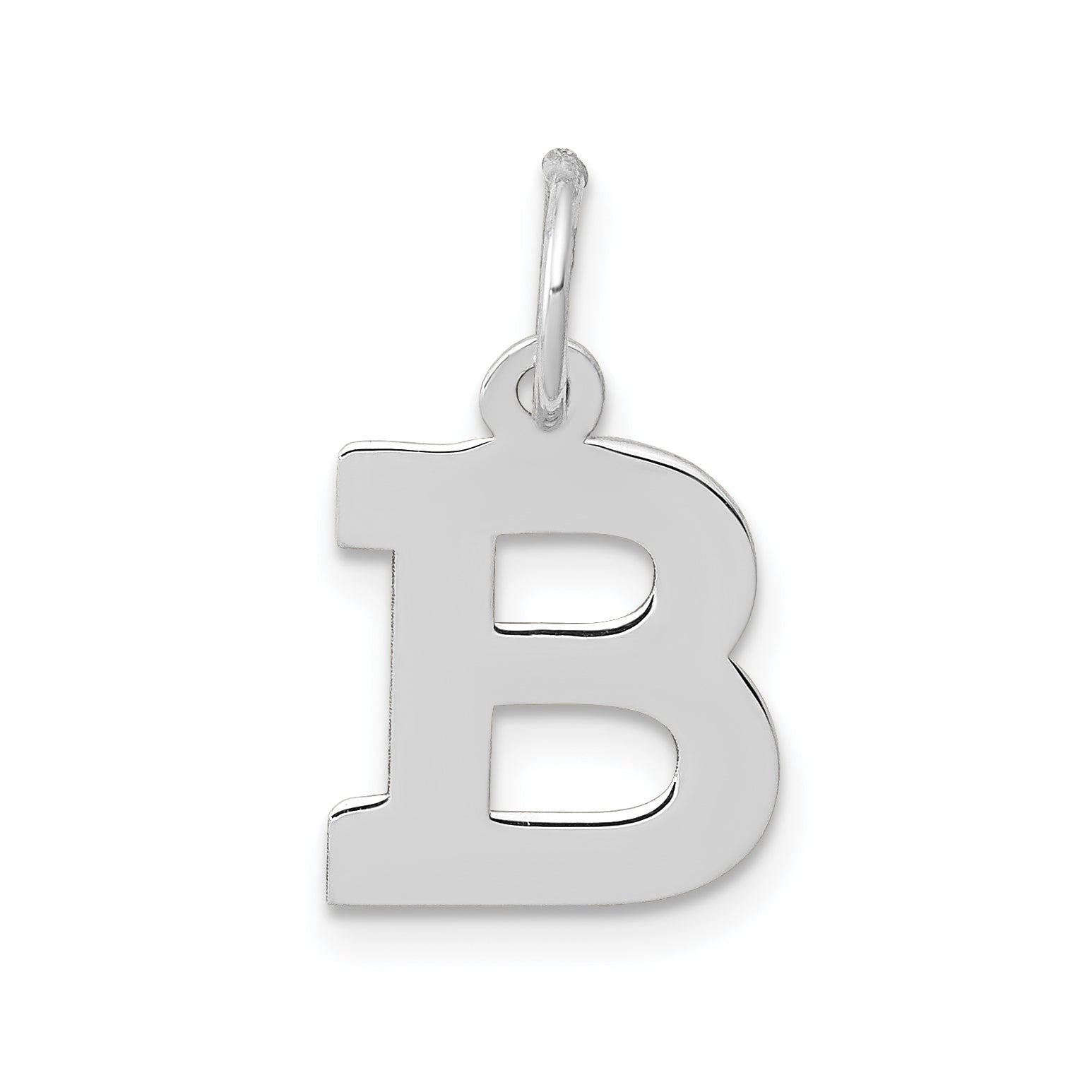 10K White Gold Small Block Initial B Charm