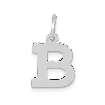10K White Gold Small Block Initial B Charm