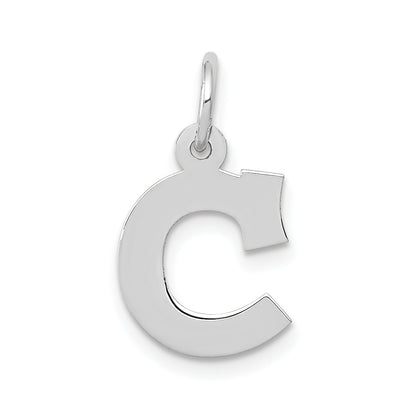 10K White Gold Small Block Initial C Charm