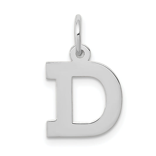 10K White Gold Small Block Initial D Charm