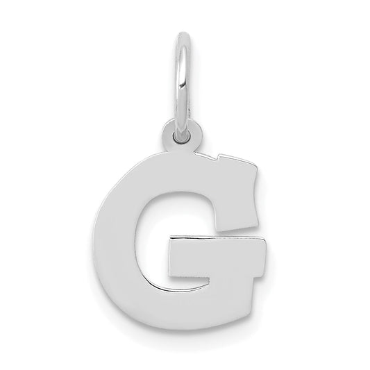 10K White Gold Small Block Initial G Charm