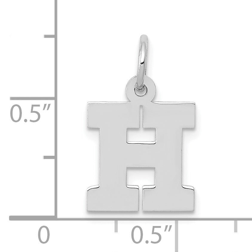 10K White Gold Small Block Initial H Charm