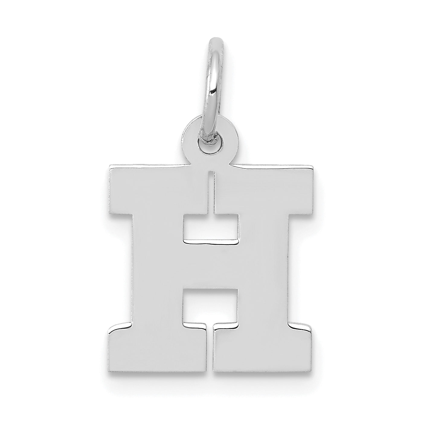 10K White Gold Small Block Initial H Charm