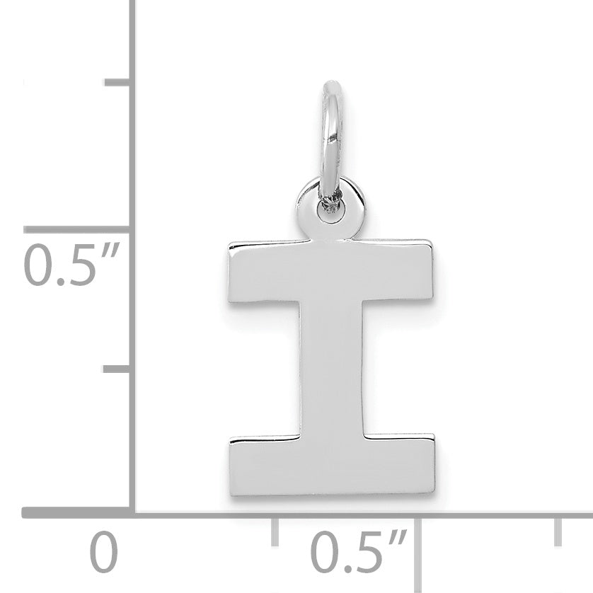 10K White Gold Small Block Initial I Charm