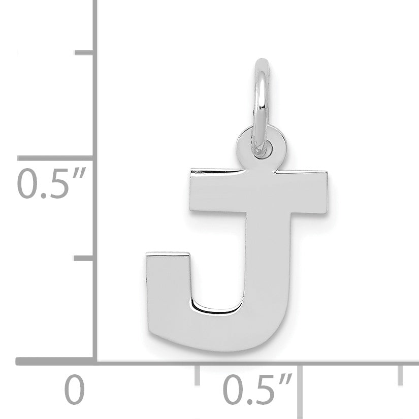 10K White Gold Small Block Initial J Charm