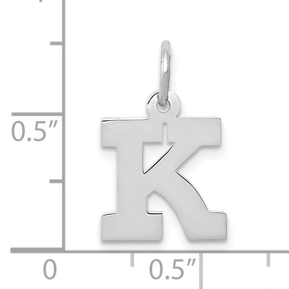 10K White Gold Small Block Initial K Charm
