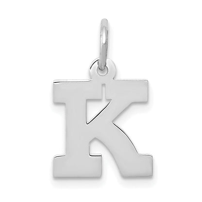 10K White Gold Small Block Initial K Charm