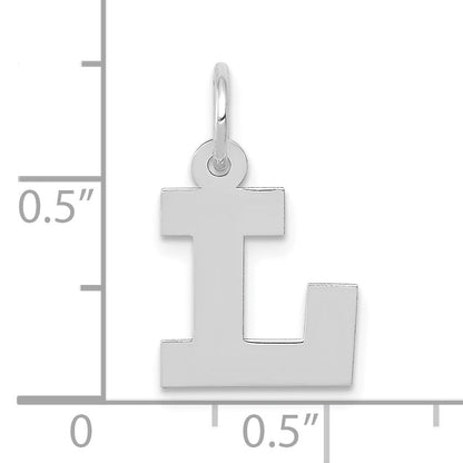 10K White Gold Small Block Initial L Charm