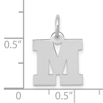 10K White Gold Small Block Initial M Charm