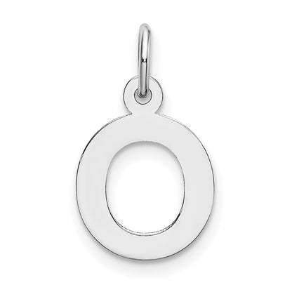 10K White Gold Small Block Initial O Charm