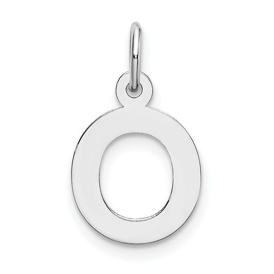 10K White Gold Small Block Initial O Charm