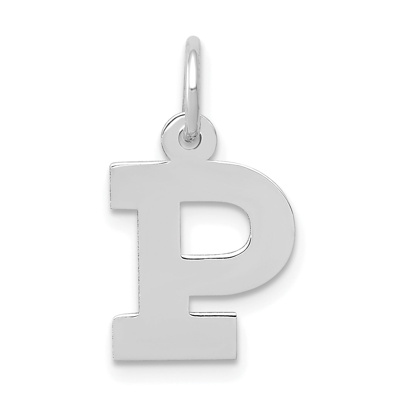 10K White Gold Small Block Initial P Charm