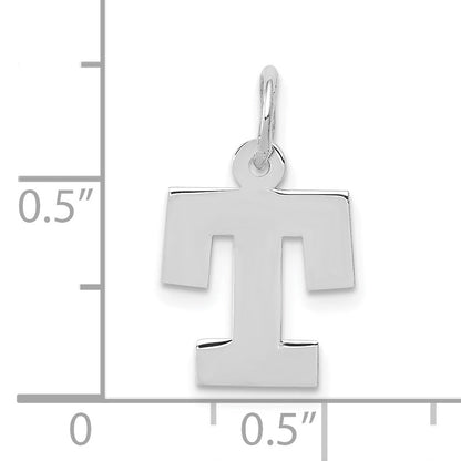 10K White Gold Small Block Initial T Charm