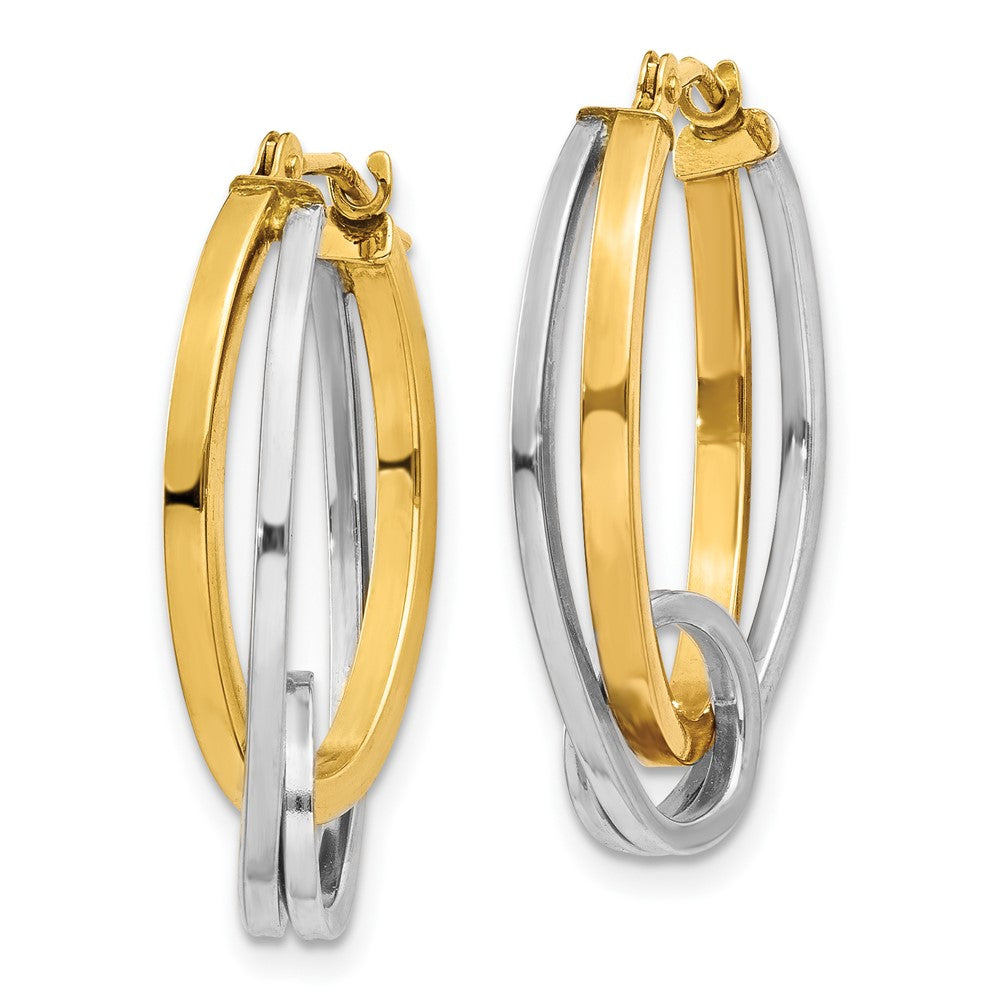 10K Two-Tone Oval Loop Hoop Earrings