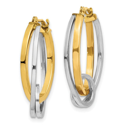 10K Two-Tone Oval Loop Hoop Earrings