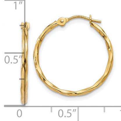 10K Yellow Gold Twist Hoop Earrings