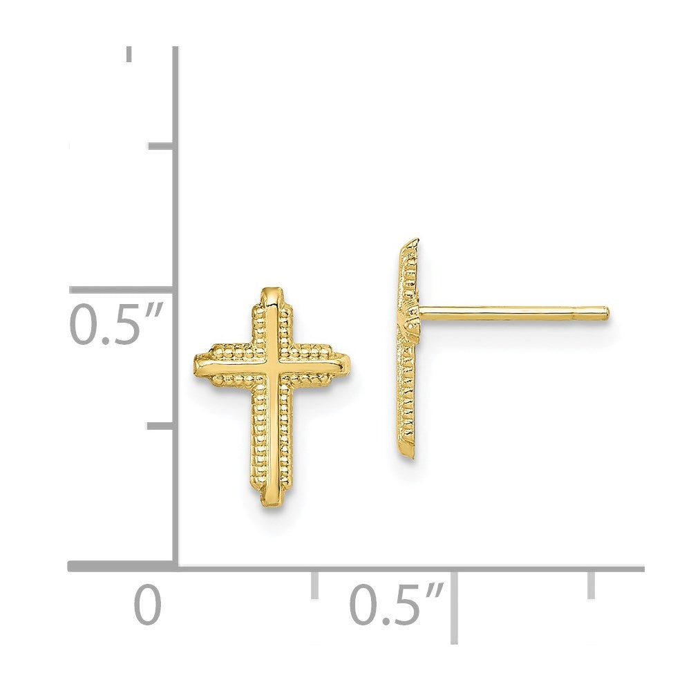 10K Yellow Gold Polished Cross Post Earrings