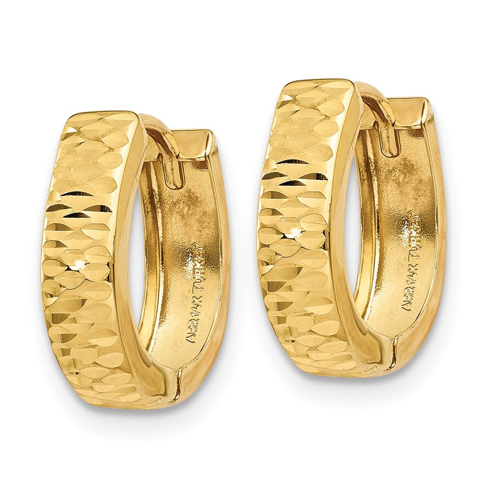 10K Yellow Gold Textured And Polished Hinged Hoop Earrings