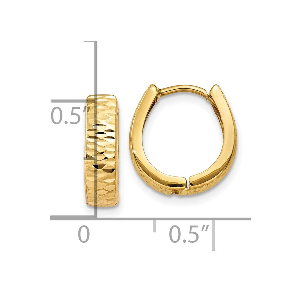10K Yellow Gold Textured And Polished Hinged Hoop Earrings