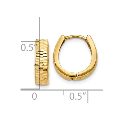 10K Yellow Gold Textured And Polished Hinged Hoop Earrings