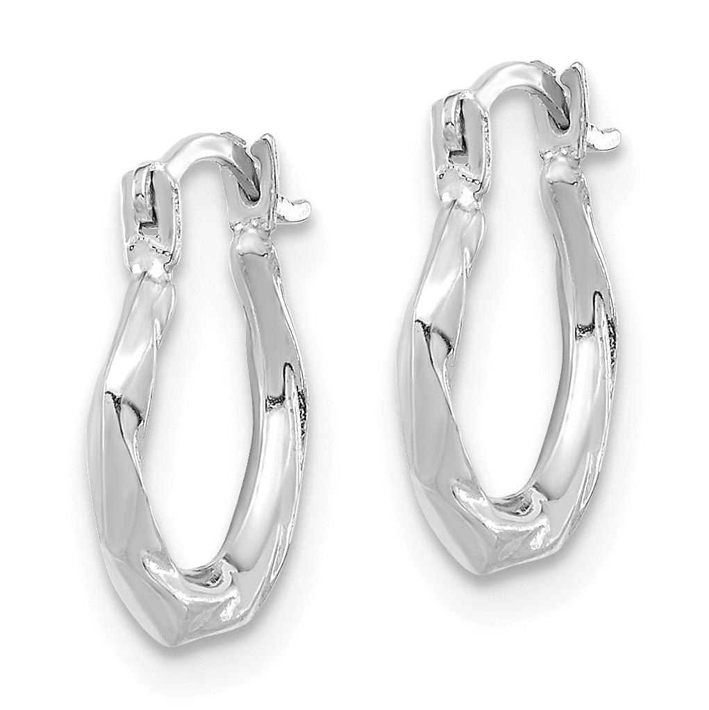 10K White Gold 10K Polished Twist Hoop Earrings