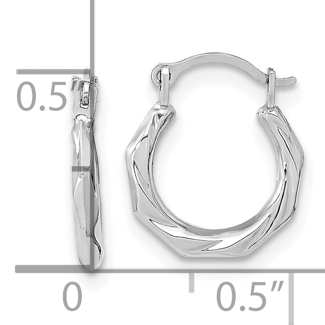 10K White Gold 10K Polished Twist Hoop Earrings