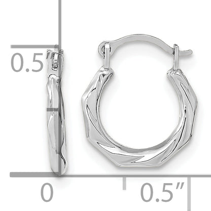 10K White Gold 10K Polished Twist Hoop Earrings