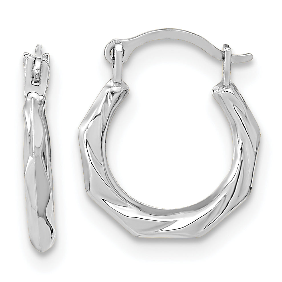 10K White Gold 10K Polished Twist Hoop Earrings
