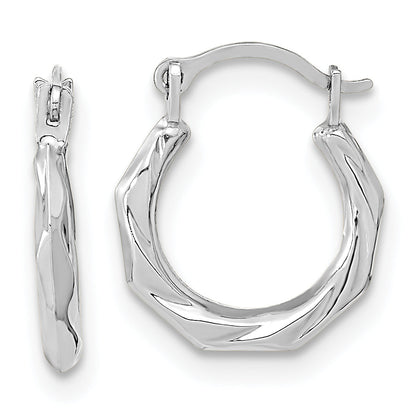 10K White Gold 10K Polished Twist Hoop Earrings