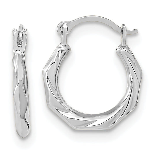 10K White Gold 10K Polished Twist Hoop Earrings